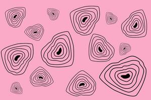 Abstract design of layered heart shapes over a pink background showcasing creative patterns and playful art style vector