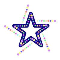 Colorful star design with sparkling elements and playful patterns displayed on a white background during a creative project vector