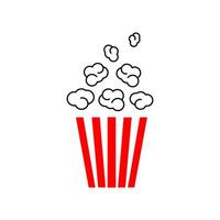 Popcorn overflowing from a striped container in a fun and playful design relevant for movie nights and celebrations vector