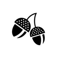 Black acorns with polka dots on a white background illustrating natural elements in a minimalist style vector