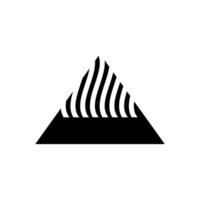 Modern black and white illustration of a stylized mountain with wavy lines representing snow vector