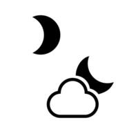 Stylized depiction of crescent moons and clouds against a minimalist background at nighttime vector