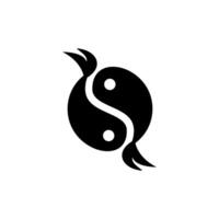 Black and white abstract design representing balance and harmony with fish motifs vector