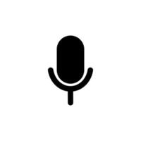 Black microphone icon representing audio recording on a digital platform vector