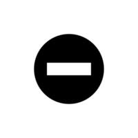 Graphic representation of a black circle with a horizontal white line, symbolizing subtraction or negation vector