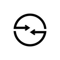 Circular logo with arrows symbolizing exchange or movement in a minimalist design vector