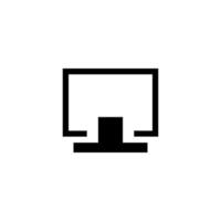 Black monitor icon on a white background representing digital technology and communication vector