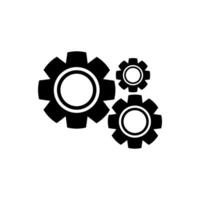 Cogs of different sizes interact in a simple, monochrome design showcasing mechanical elements for engineering or technology themes vector