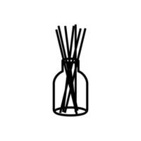 Decorative glass bottle with reed sticks for aroma in a minimalist setting on a simple background vector