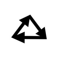 Symbol representing recycling and sustainability with three arrows forming a triangle shape in a minimalist design vector