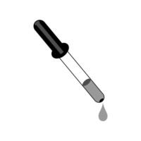 Glass dropper filled with liquid is poised to release a drop on a white background vector