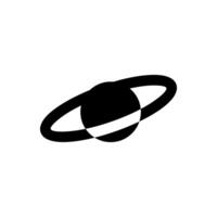 Celestial body with distinct rings orbiting in the darkness of space captured in a minimalist design vector