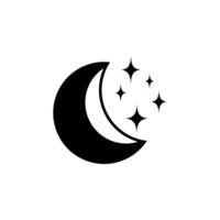 Crescent moon surrounded by sparkling stars in a simplistic black and white design conveying a calm night atmosphere vector