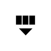 Simple black icon depicting stacked rectangles above an inverted triangle on a white background vector