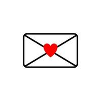 Colorful envelope design with a red heart symbolizing love and communication in an artistic style vector