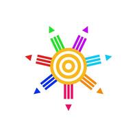Colorful design featuring pencils radiating from a central target symbol, representing creativity and artistic expression vector