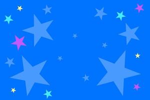 Bright starry night background with colorful stars on a blue canvas for creative projects and designs vector