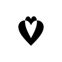 Stylized heart symbol with overlapping shapes and solid black color design vector