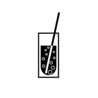 Refreshing beverage in a tall glass with bubbles and a straw ready to enjoy on a warm afternoon vector