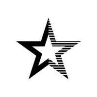 Black star graphic design with striped pattern in contrasting colors for creative projects and digital art vector