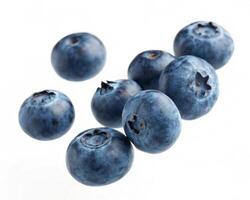 Fresh blueberries cluster high resolution image isolated on white background photo