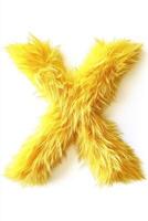 The bright yellow fluffy X stands out against a pure white background, adding a playful and vibrant touch to any setting or design photo