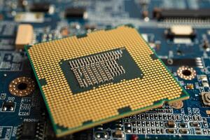 Central Processing Unit, CPU chip processor of computer mainboard, photo