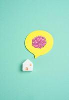 House with a brain. Smart home concept. Improve convenience, efficiency, and security. AI and automation. Lighting, appliances, and environmental controls intelligently. photo