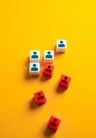 The team is falling apart and losing its members. Reduction of supporters. Dismissal of workers. Shrinking workforce, layoffs. Failed leadership. photo