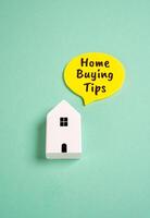 House and inscription home buying tips. Guidance for first-time buyers or experienced investors includes advice on real estate research, mortgage selection, location evaluation, and budgeting. photo