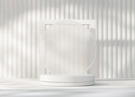 Minimal Modern White Round Podium Platform For Product Display Showcase 3D Render photo