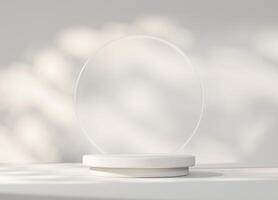 Minimal Modern White Podium Platform For Product Display Showcase 3D Render photo
