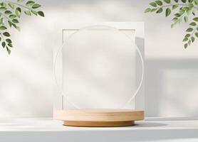 3D rendering abstract wood platform podium product presentation backdrop photo