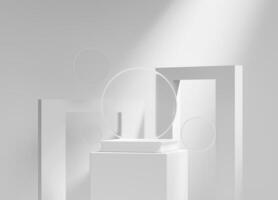 Abstract Square White Podium Platform For Product Display Showcase 3D Rendering photo