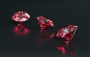Ruby Gem Diamond group placed on dark background 3d rendering soft focus photo
