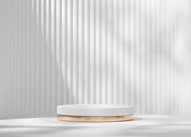 Minimal Modern Round White and Gold Podium Platform For Product Display Showcase 3D Rendering photo