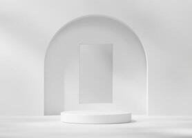 White Round Podium Platform For Product Display Showcase 3D Rendering photo