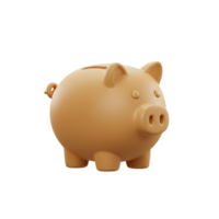 Piggy bank illustration in brown color png