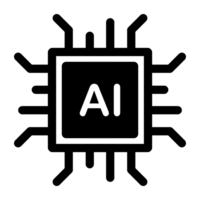 Ai icon. Artificial intelligence chip with simple and modern design for future technology theme. png