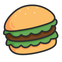 Cartoon illustration of burger with modern design for fast food web isolated on transparent background png