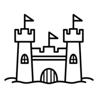 Sand castle line icon with simple and clean design for summer element png