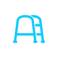 Walking aid icon with simple and modern design in blue color for disability web png