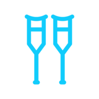Couple crutch icon with simple and modern design in blue color for disability web png