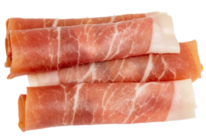 Jamon meat rolled up in a roll isolate png