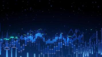 Blue stock market background candle chart financial data analysis trading investment stocks prices indicators dynamic futuristic technology global information movement animation loop. video