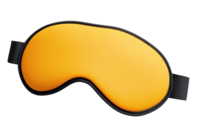 Yellow satin sleep mask with a black strap isolated on transparent background png