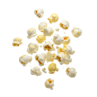 Floating Buttery Popcorn Kernels on Transparent Background png