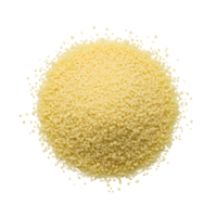 Overhead View of a Pile of Fine Yellow Couscous Grains on a Transparent Background png
