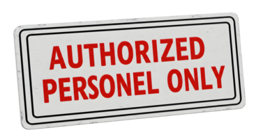 Authorized Personnel Only Red Text on Gray Rectangular Label png