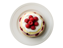 Overhead View of Layered Raspberry Cake with Whipped Cream png
